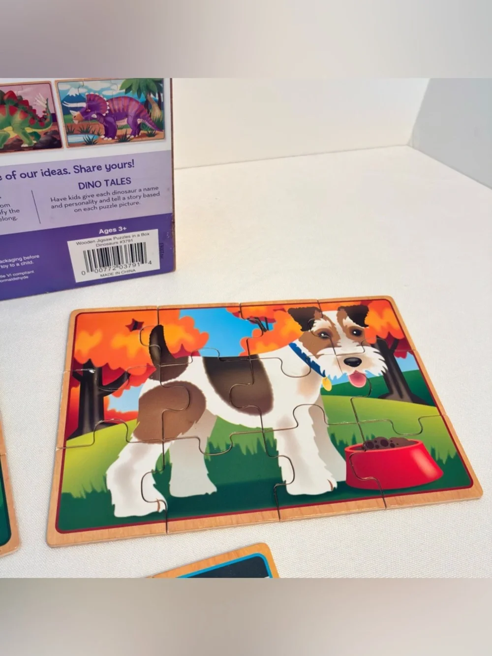 Melissa & Doug Wooden Jigsaw Puzzles In A Box Dinosaurs/ Pets Dog Cat Goldfish